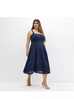 City Chic Navy Lace Midi Dress